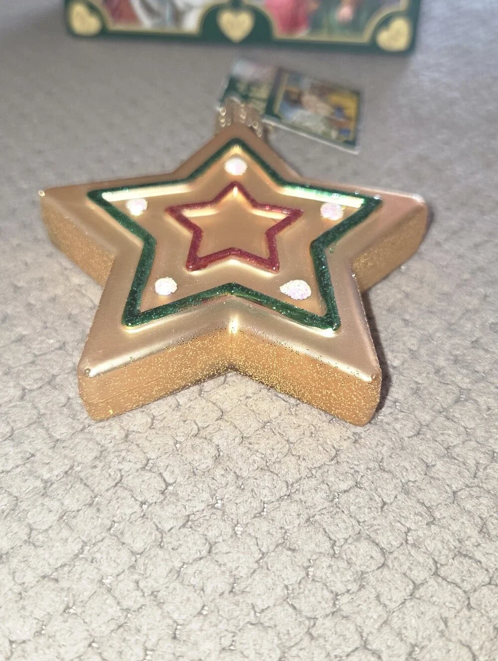 Old World Christmas Sugar Cookie Sweet Star glass ornament features a hand-paint